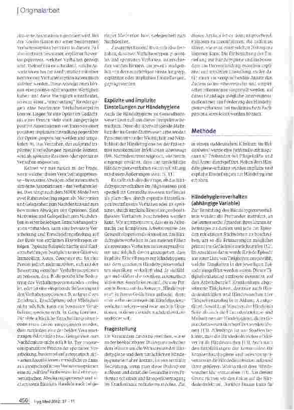 Vorschauseite 3: Implizite Einstellung zur Händehygiene als relevanter Prädiktor von Händehygieneverhalten