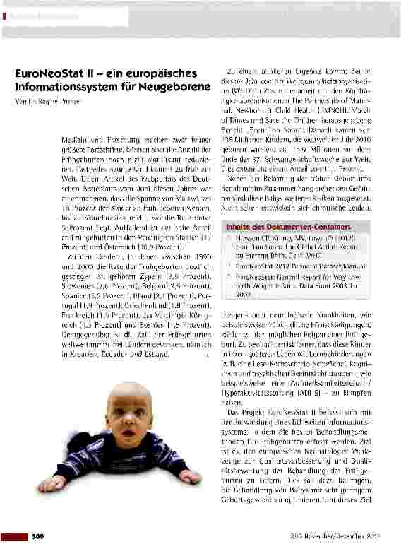 Vorschauseite 1: EuroNeoStat II - ein europäisches Informationssystem für Neugeborene