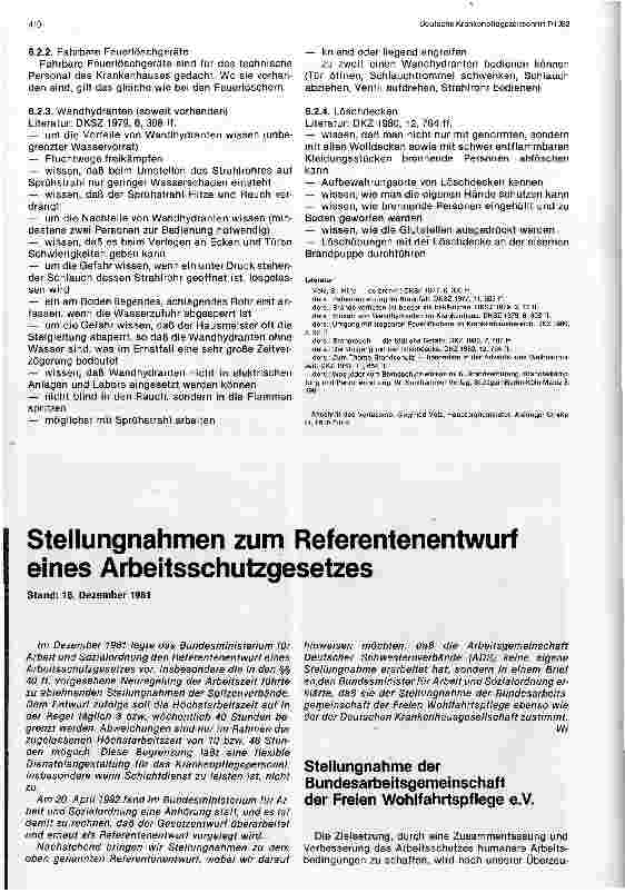 Vorschauseite 1: Stellungsnahmen zum Referentenentwurf eines Arbeitsschutzgesetzes