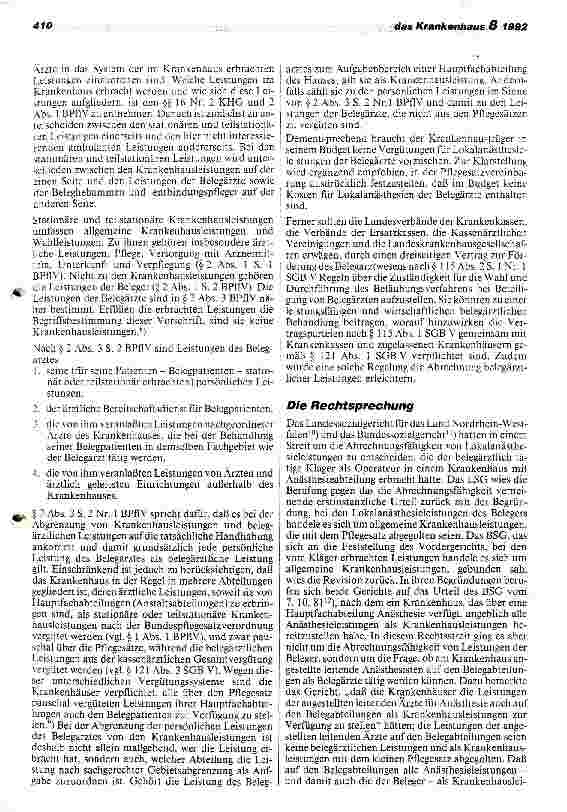 Vorschauseite 2: Zur Abgrenzung von Krankenhausleistungen und belegärztlichen Leistungen bei der Lokalanästhesie