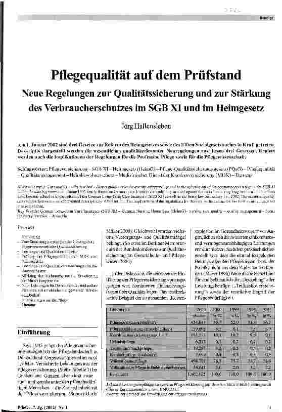 Vorschauseite 1: Pflegequalität auf dem Prüfstand
