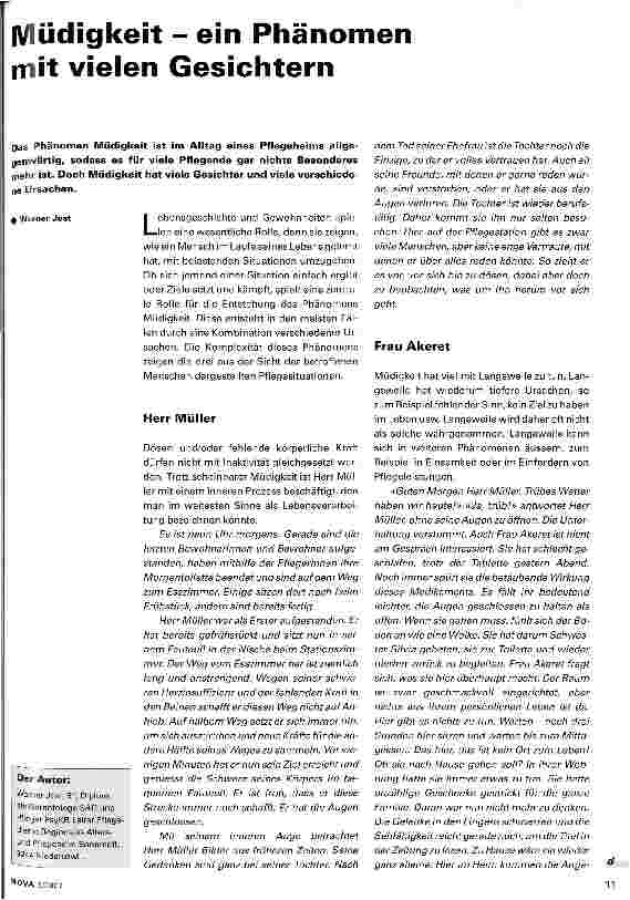 Vorschauseite 1: Müdigkeit - ein Phänomen mit vielen Gesichtern