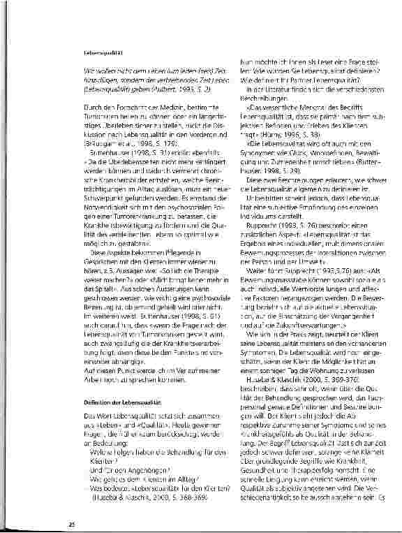 Vorschauseite 2: Hat Lebensqualität mit Akzeptanz der Krebserkrankung zu tun? Teil I