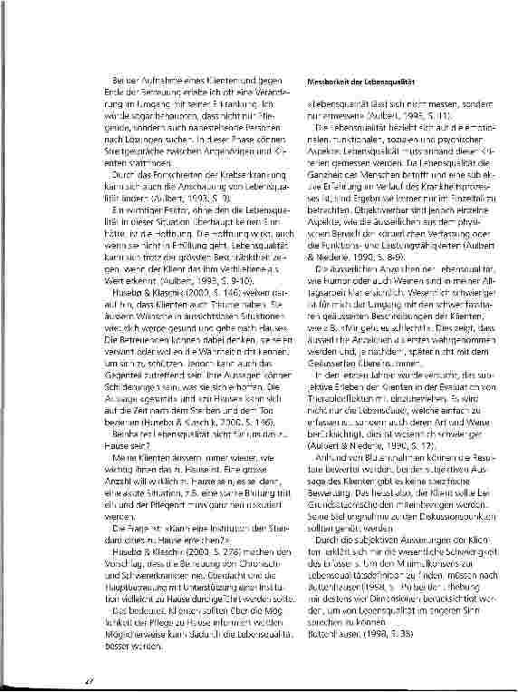 Vorschauseite 4: Hat Lebensqualität mit Akzeptanz der Krebserkrankung zu tun? Teil I