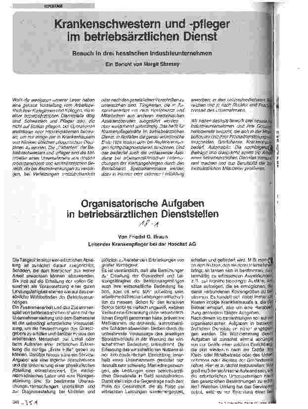Vorschauseite 1: Organisatorische Aufgaben in betriebsärztlichen Dienststellen