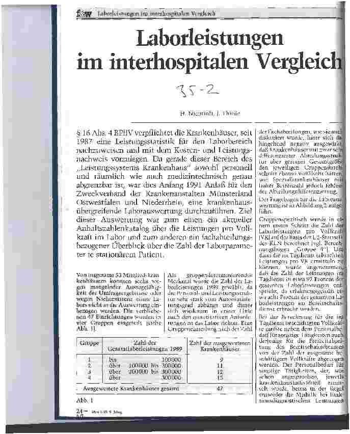 Vorschauseite 1: Laborleistungen im interhospitalen Vergleich