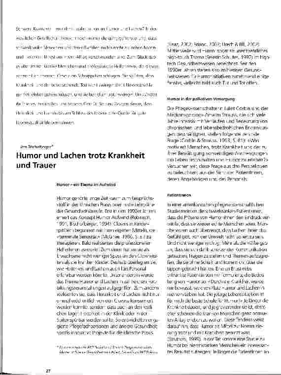 Vorschauseite 1: Humor und Lachen trotz Krankheit und Trauer