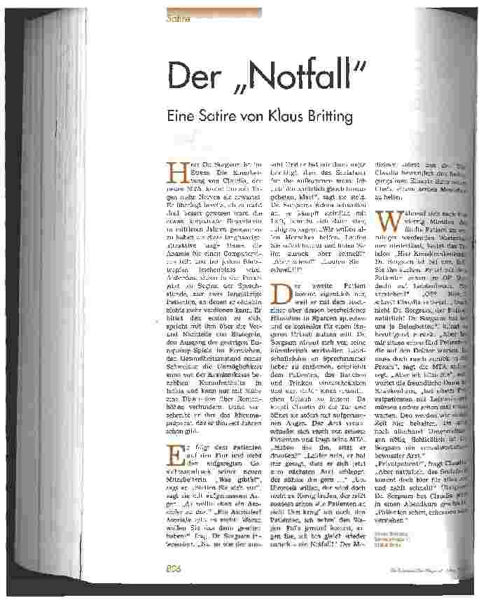 Vorschauseite 1: Der Notfall Eine Satire