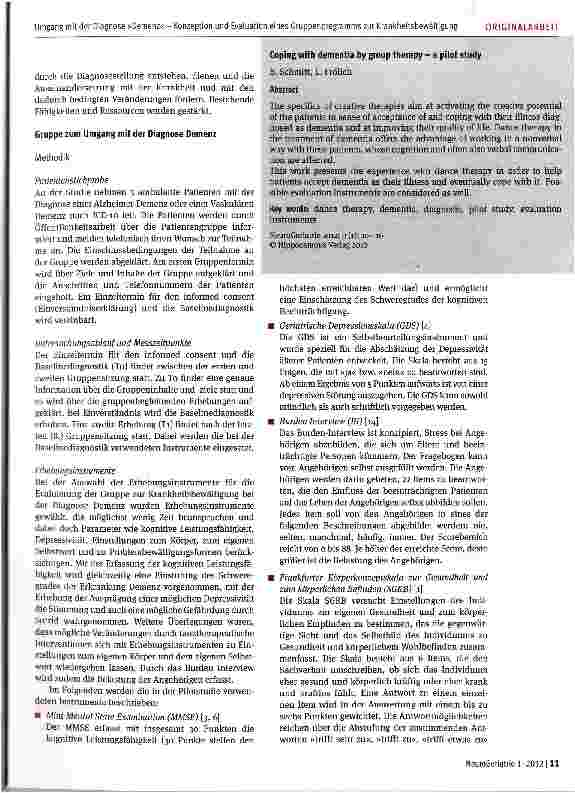 Vorschauseite 2: Umgang mit der Diagnose »Demenz« Konzeption und Evaluation eines Gruppenprogramms zur Krankheitsbewältigung