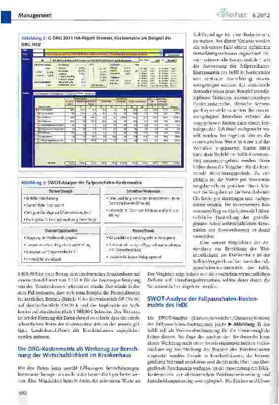 Vorschauseite 2: Die G-DRG-Kostenmatrix des InEK - ein Werkzeug für Krankenhausmanager (I)