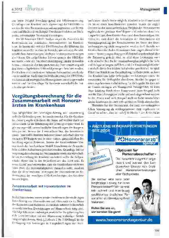 Vorschauseite 3: Die G-DRG-Kostenmatrix des InEK - ein Werkzeug für Krankenhausmanager (I)