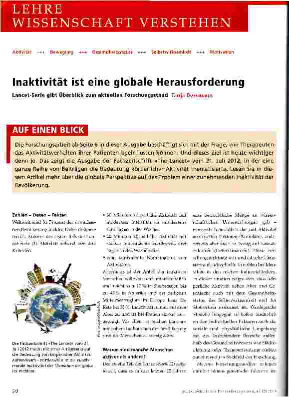 Vorschauseite 1: Inaktivität ist eine globale Herausforderung