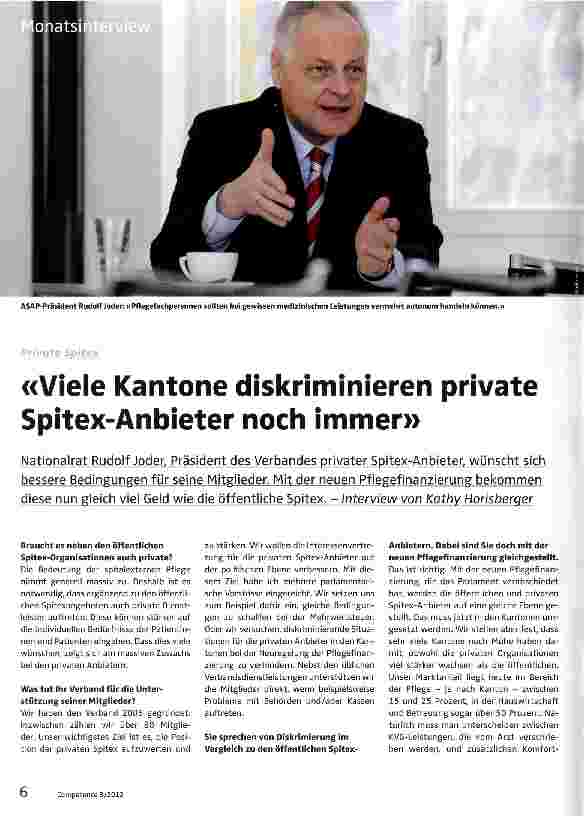 Vorschauseite 1: Viele Kantone diskriminieren private Spitex-Anbieter noch immer