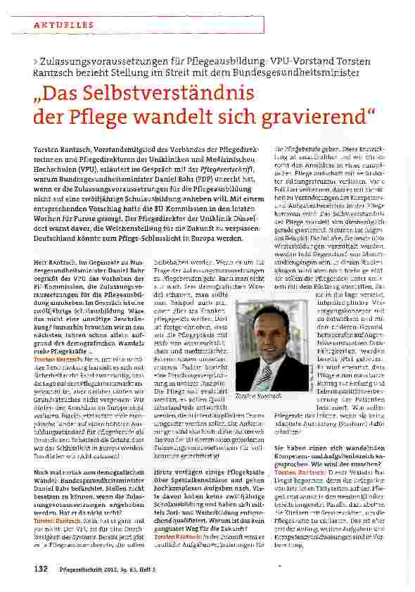 Vorschauseite 1: „Das Selbstverständnis der Pflege wandelt sich gravierend