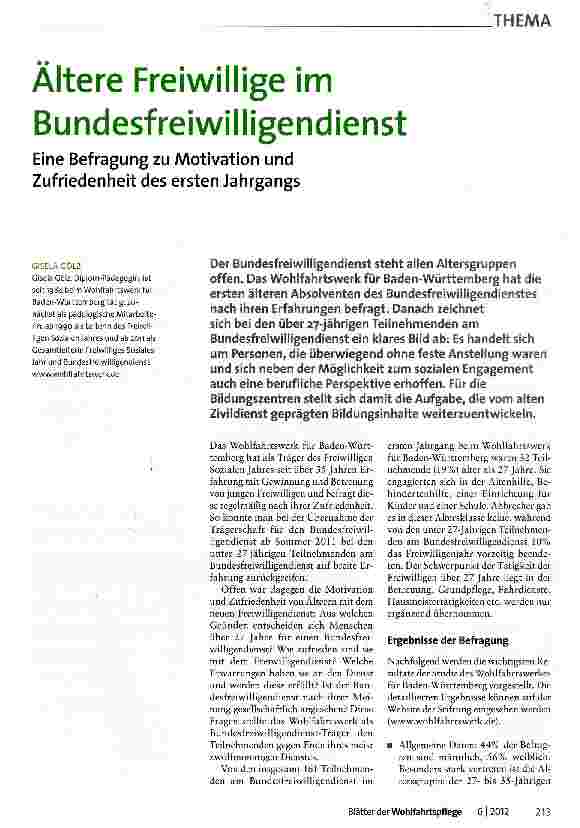Vorschauseite 1: Ältere Freiwillige im Bundesfreiwilligendienst
