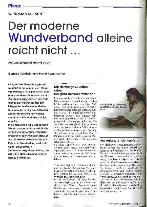 Vorschauseite 1: Der moderne Wundverband alleine reicht nicht ... Auf den Zeitpunkt kommt es an