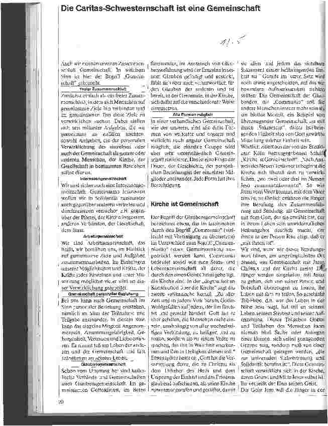 Vorschauseite 1: Die Caritas-Schwesternschaft ist eine Gemeinschaft