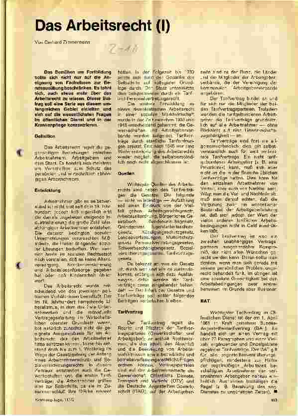 Vorschauseite 1: Das Arbeitsrecht (I)