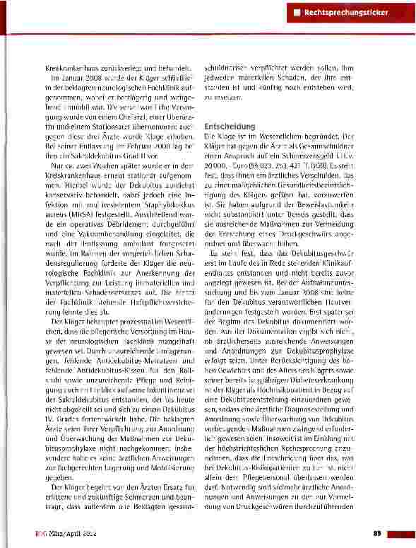Vorschauseite 2: Schmerzensgeld und Schadensersatzanspruch wegen unzureichender Dekubitusprophylaxe
