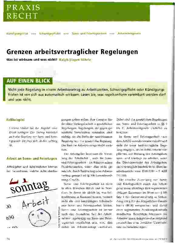 Vorschauseite 1: Grenzen arbeitsvertraglicher Regelungen