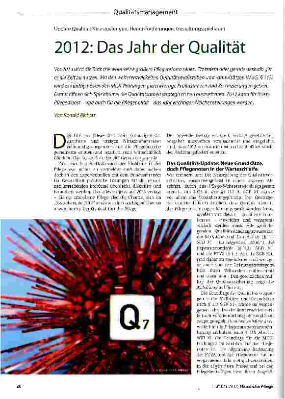 Vorschauseite 1: 2012: Das Jahr der Qualität