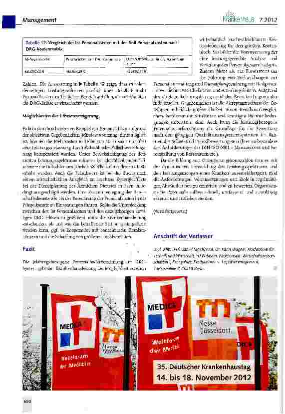 Vorschauseite 6: Die C-DRC-Kostenmatrix des InEK -ein Werkzeug für Krankenhausmanager (II)