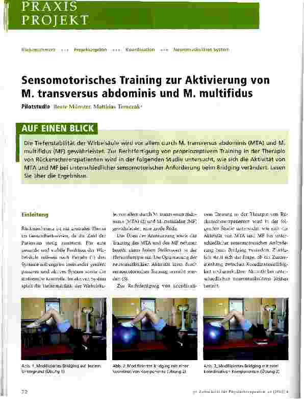 Vorschauseite 1: Sensomotorisches Training zur Aktivierung von M. transversus abdominis und M. multifidus