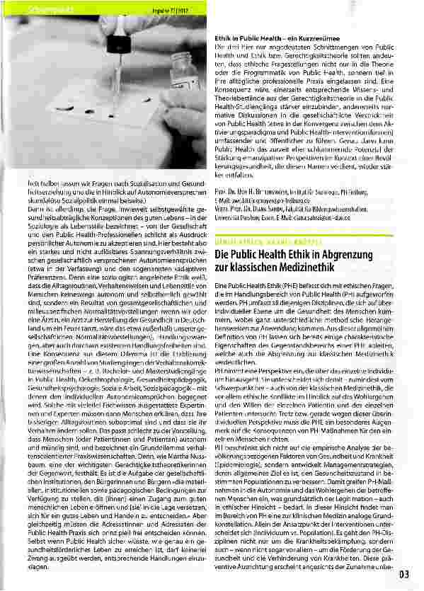 Vorschauseite 1: Die Public Health Ethik in Abgrenzung zur klassischen Medizinethik