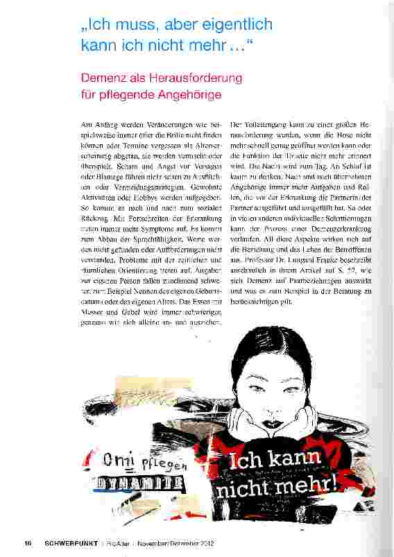 Vorschauseite 1: „Ich muss, aber eigentlich kann ich nicht mehr... Demenz als Herausforderung für pflegende Angehörige