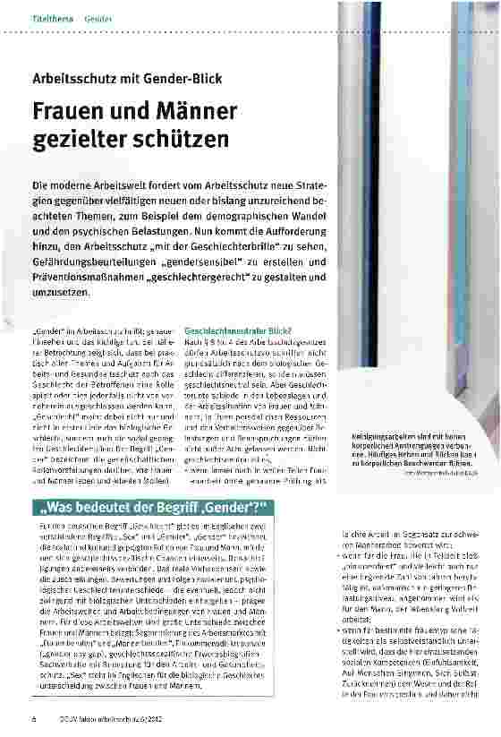Vorschauseite 1: Frauen und Männer gezielter schützen