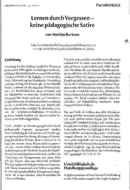 Vorschauseite 1: Lernen durch Vergessen - keine pädagogische Satire