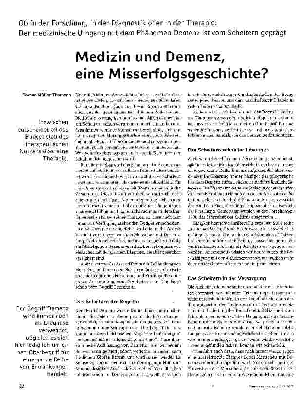 Vorschauseite 1: Medizin und Demenz, eine Misserfolgsgeschichte?