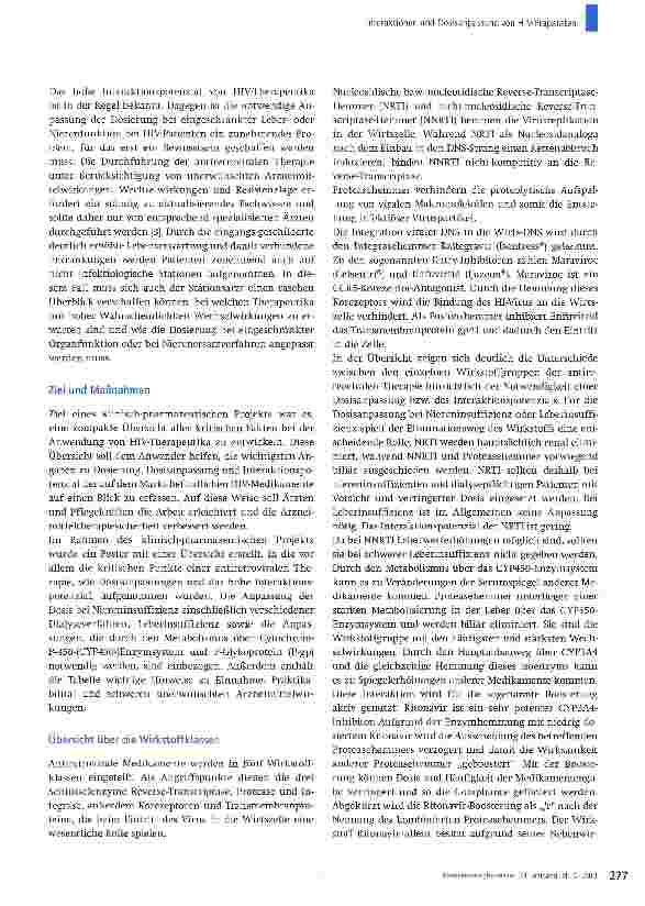 Vorschauseite 3: Interaktionen und Dosisanpassung von HIV-Präparaten