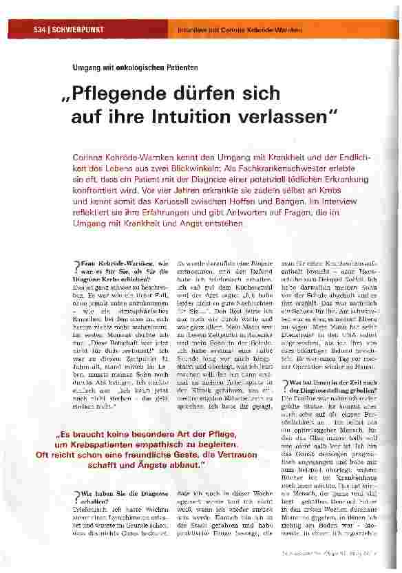 Vorschauseite 1: Pflegende dürfen sich auf ihre Intuition verlassen