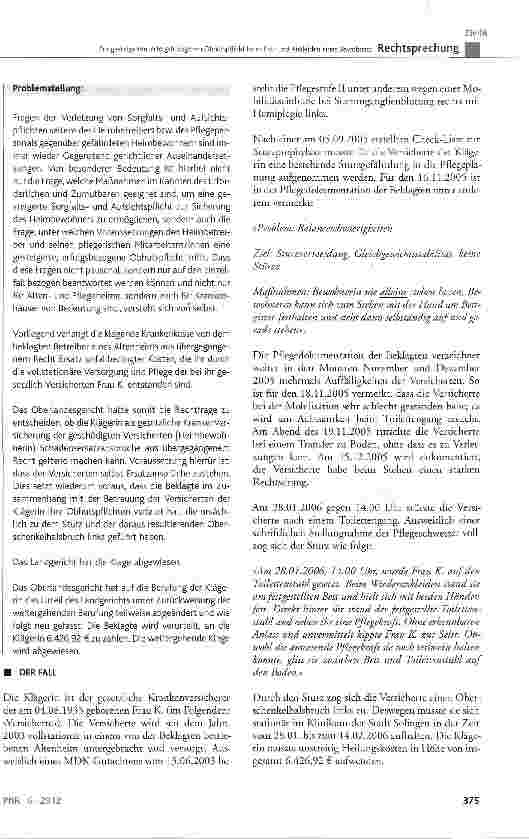 Vorschauseite 2: Zur gesteigerten, erfolgsbezogenen Obhutspflicht beim Entund Ankleiden eines Bewohners