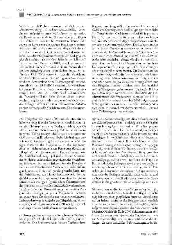 Vorschauseite 5: Zur gesteigerten, erfolgsbezogenen Obhutspflicht beim Entund Ankleiden eines Bewohners