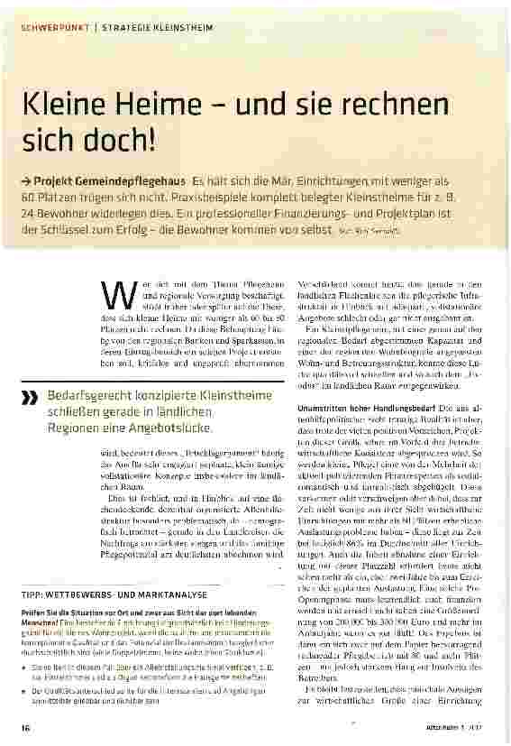 Vorschauseite 1: Kleine Heime - und sie rechnen sich doch!