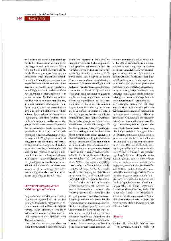 Vorschauseite 4: Theoriefeme Evidenzbasierung? Replik zum Beitrag von Moers et al., Pflege, Dezember 2011, Heft 6, Themenschwerpunktheft Theorieentwicklung in der Pflege im 21. Jahrhundert
