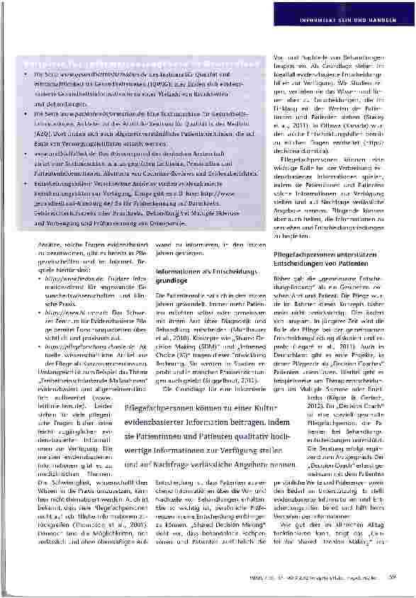 Vorschauseite 3: Evidenzbasierte Gesundheitsinformationen Wie die Pflege von hochwertigen Informationen profitieren kann