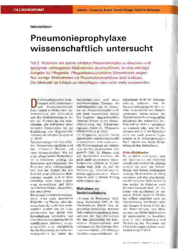 Vorschauseite 1: Pneumonieprophylaxe wissenschaftlich untersucht