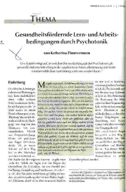 Vorschauseite 1: Gesundheitsfördernde Lernund Arbeitsbedingungen durch Psychotonik
