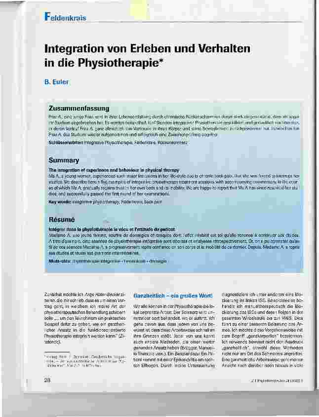 Vorschauseite 1: Integration von Erleben und Verhalten in die Physiotherapie