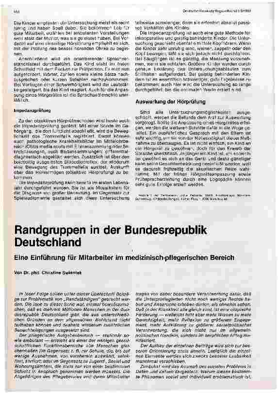 Vorschauseite 4: Pädaudiologie - ein Arbeitsgebiet für Kinderkrankenschwestern