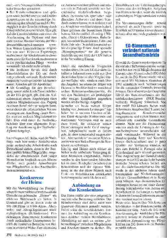 Vorschauseite 2: Krankenpflege in Europa Auswirkungen der EG 93 auf Krankenhäuser und Heime