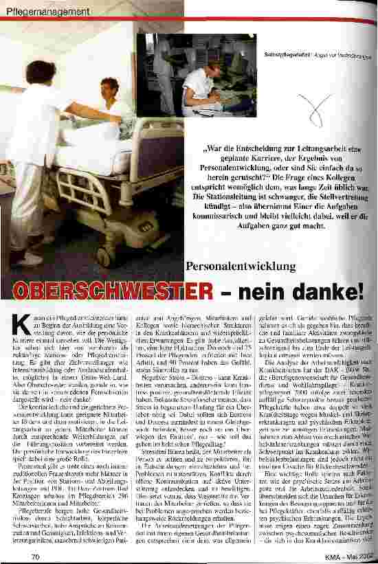 Vorschauseite 1: Oberschwester - nein danke! Personalentwicklung