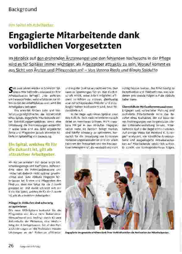 Vorschauseite 1: Engagierte Mitarbeitende dank vorbildlichen Vorgesetzten