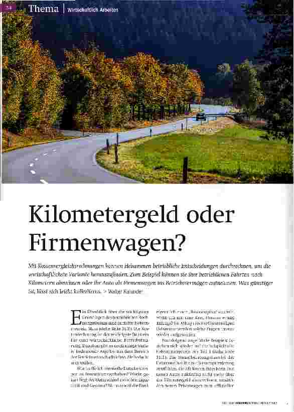 Vorschauseite 1: Kilometergeld oder Firmenwagen?
