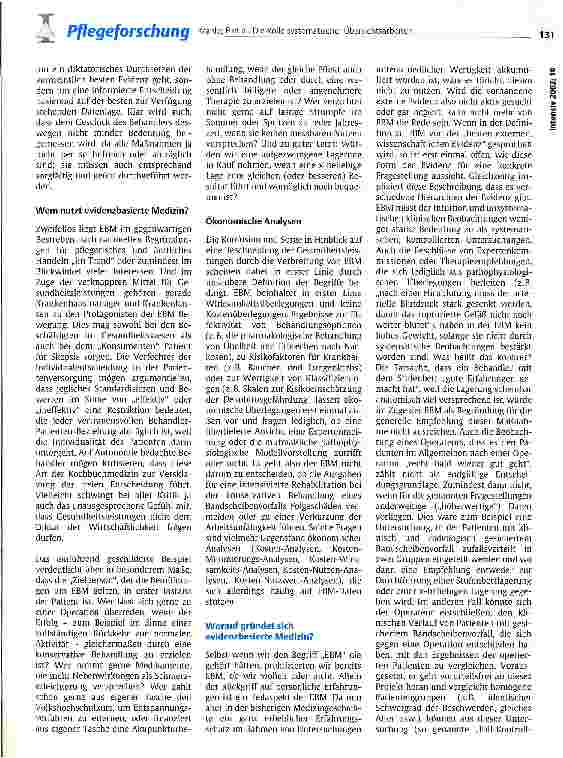 Vorschauseite 3: Die Rolle systematischer Übersichtsarbeiten in der evidenzbasierten Pflege Alles neu oder alles beim Alten?