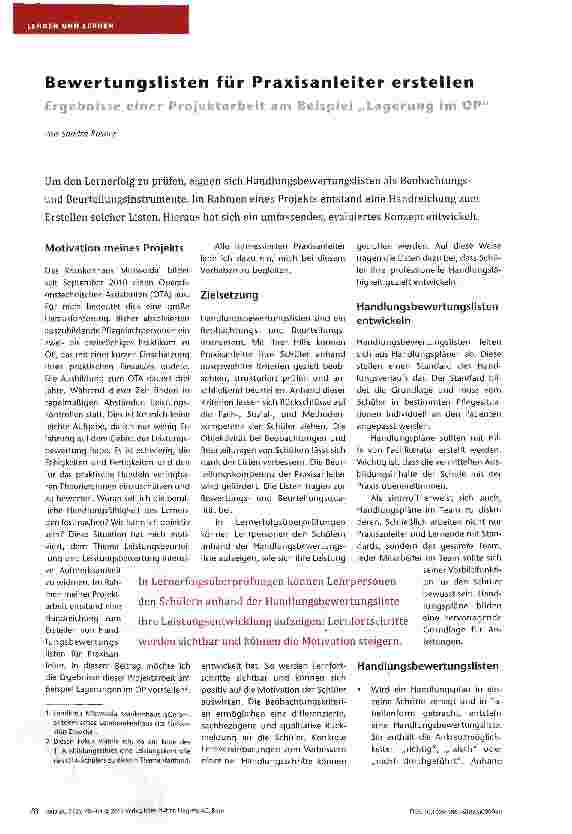 Vorschauseite 1: Bewertungslisten für Praxisanleiter erstellen