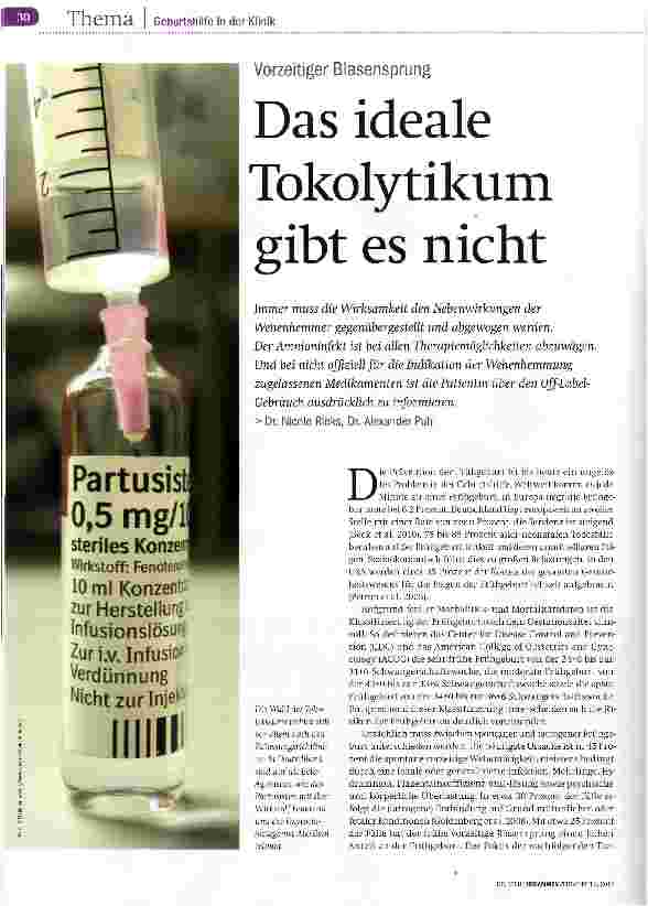 Vorschauseite 1: Das ideale Tokolytikum gibt es nicht